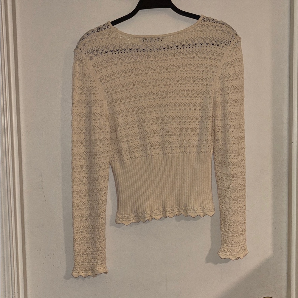 🪿 ZARA Pointelle Knit Cropped Sweater Top - Picture 4 of 7